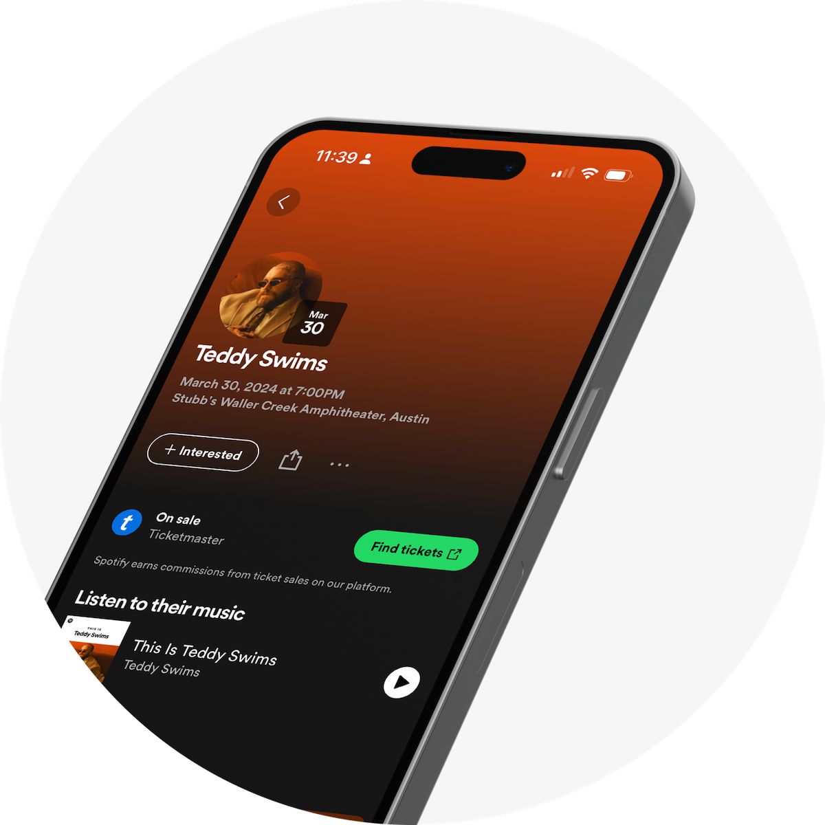 screenshot of ticketmaster partnership on iPhone